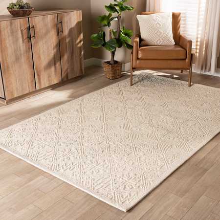 BAXTON STUDIO Meltem Modern and Contemporary Ivory Handwoven Wool Area Rug 188-11864-ZORO